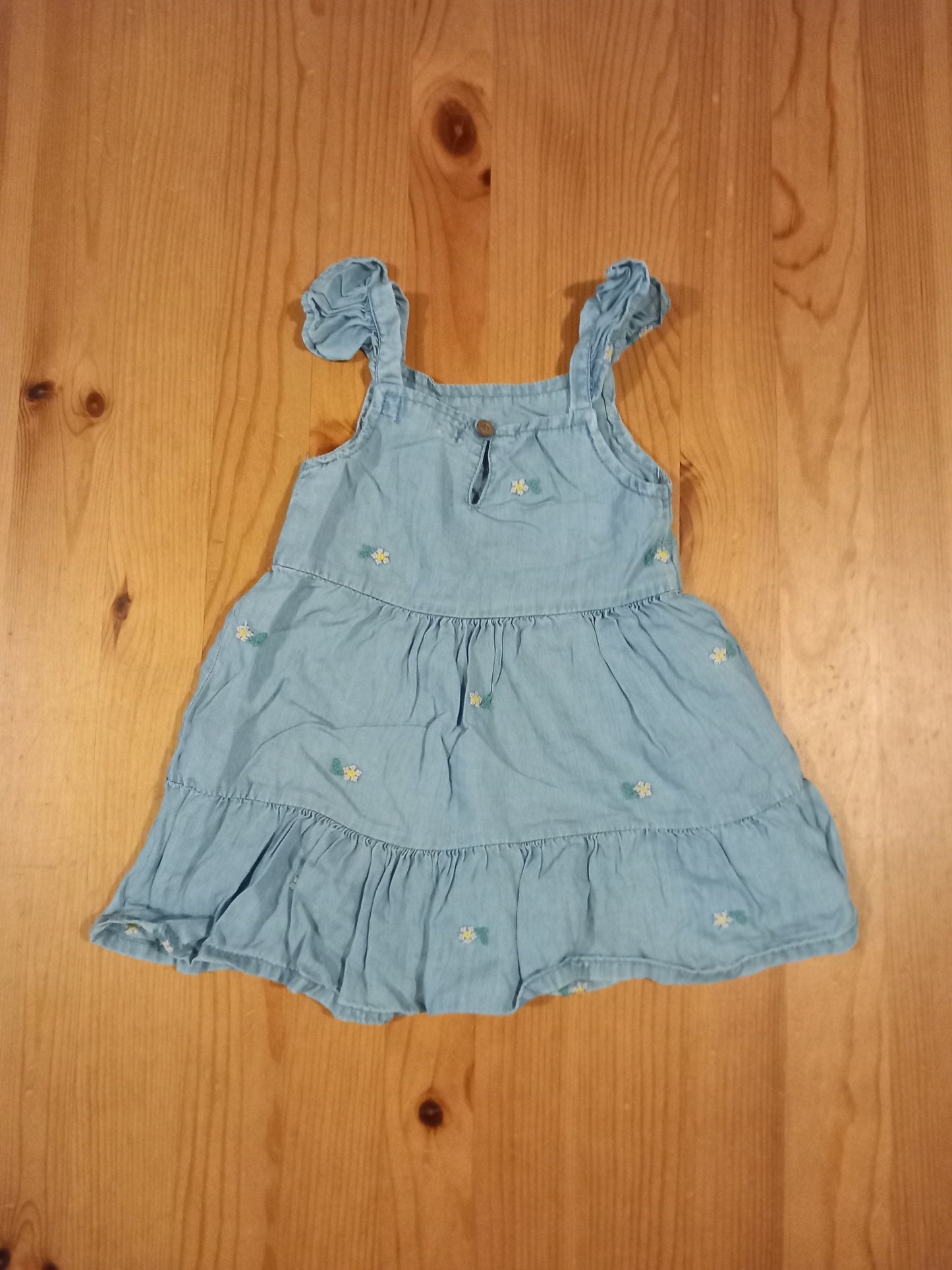 Floral Denim Look Dress - Girls 9-12 months - Primark