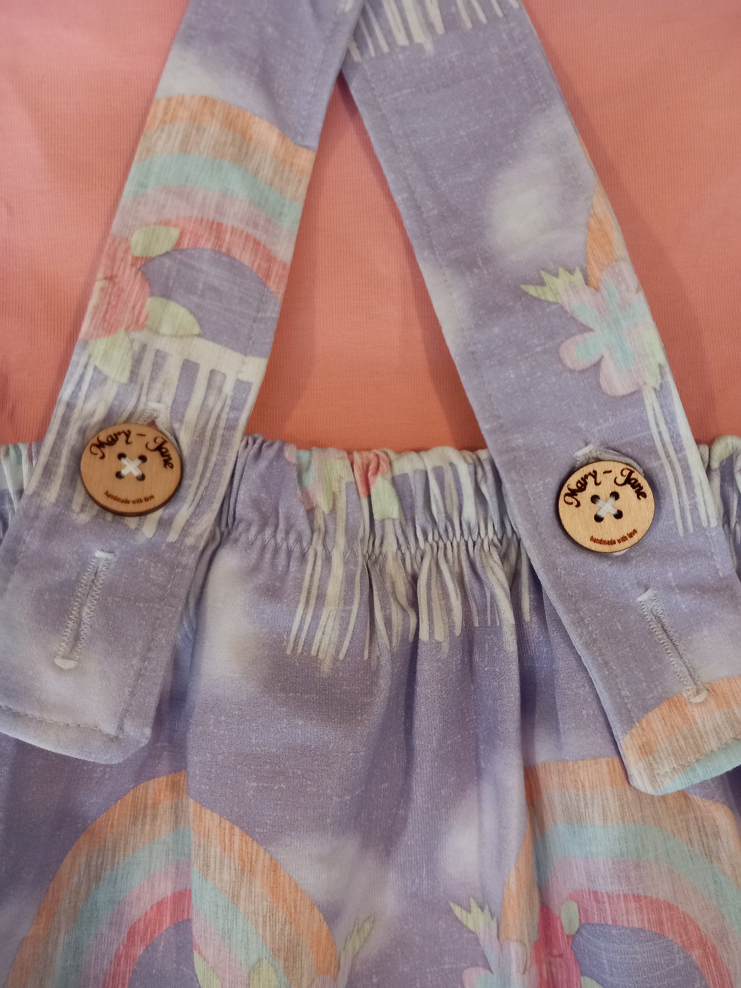 Handmade 'Somewhere Only We Know' Rainbows Pinafore Dress - Girls 4-5 years - Mary-Jane Clothing