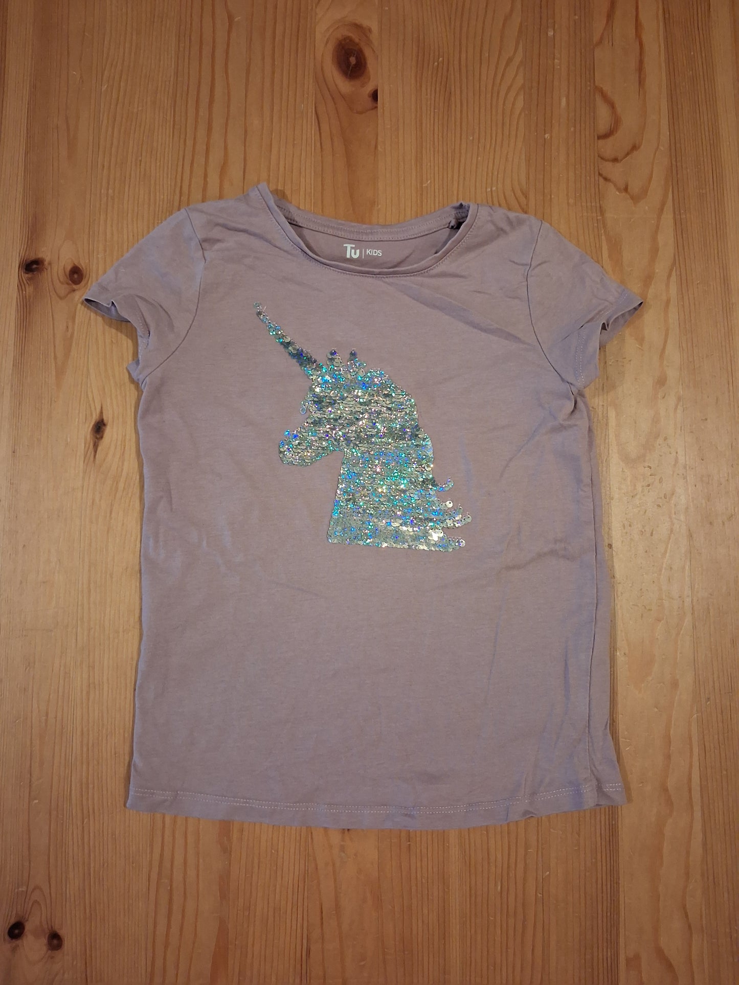 Light Purple Flip Sequin Unicorn T-Shirt - Girls 7 years - TU