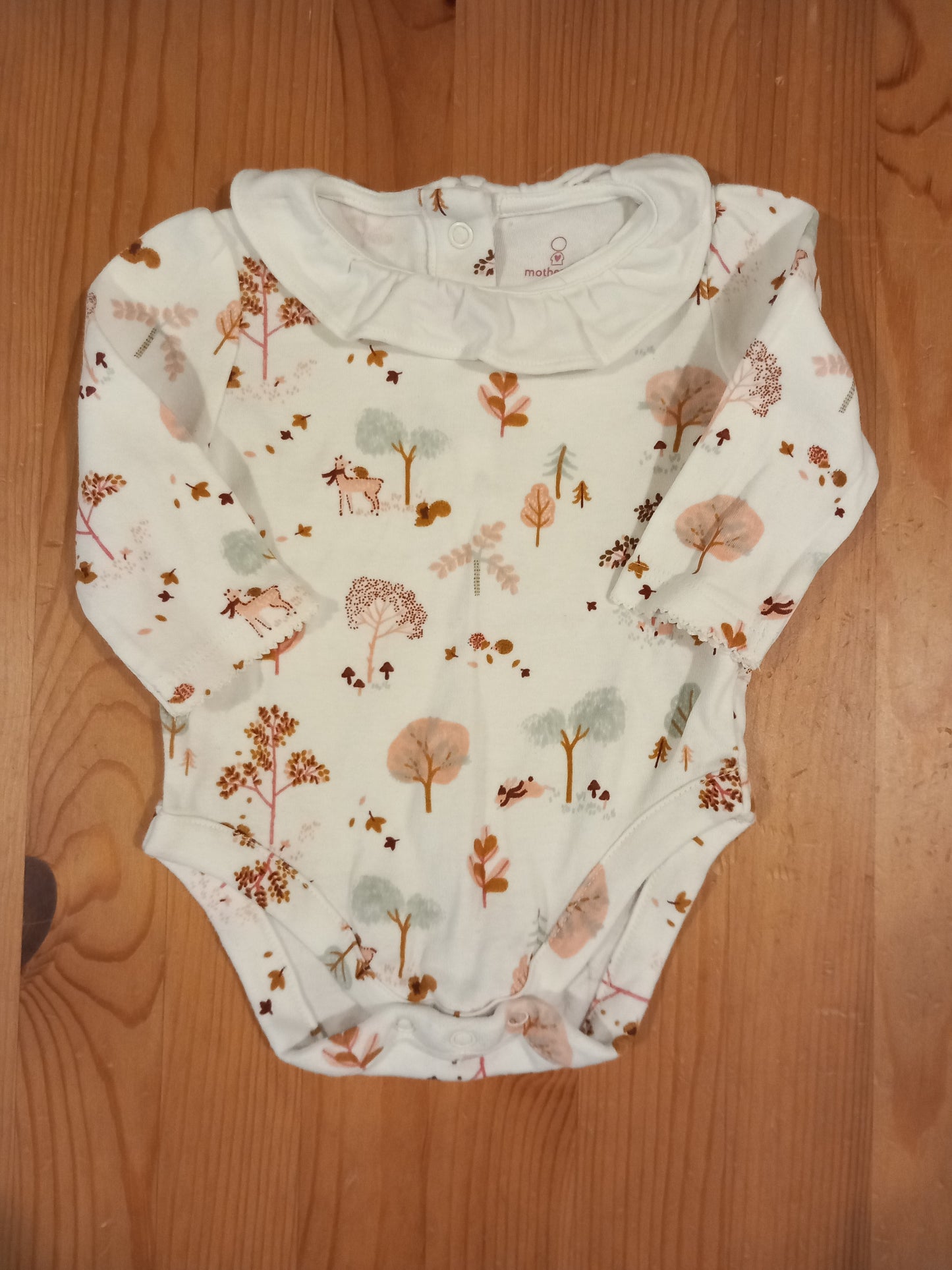 2 x Feature Collar Long Sleeve Bodysuits - Girls 3-6 months - Mothercare