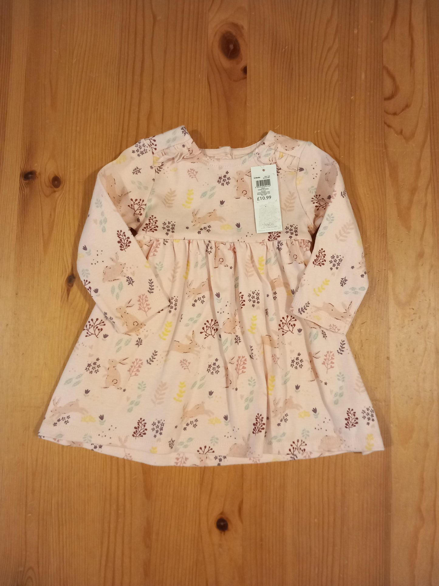 Long Sleeve Rabbits Dress (BNWT) - Girls 3-6 months - M&Co