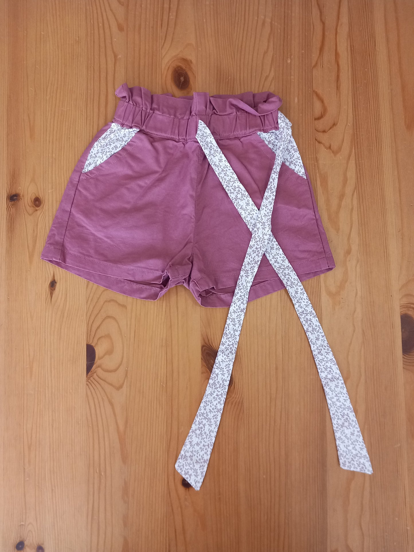 Handmade Shorts With Elasticated Waistband & Tie Belt - Girls 4-5 years - Button & Loop Clothing