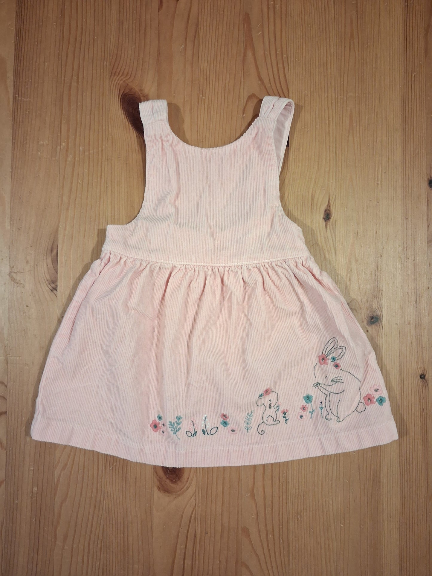 Pink Corduroy Mouse & Rabbit Pinafore Dress - Girls 6-9 months - Mini Club