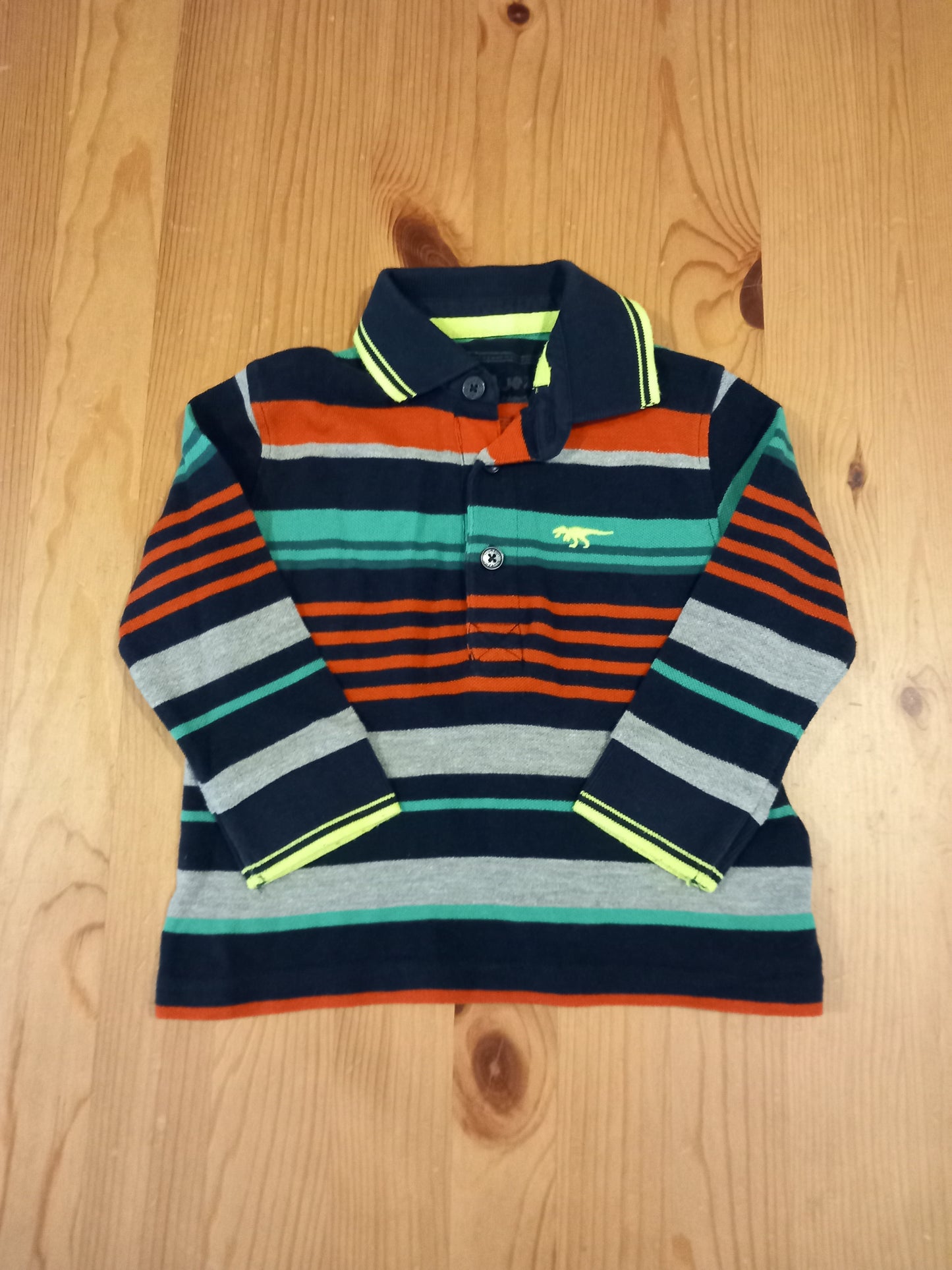 Striped Long Sleeve Polo Style Top - Boys 12-18 months - Bluezoo