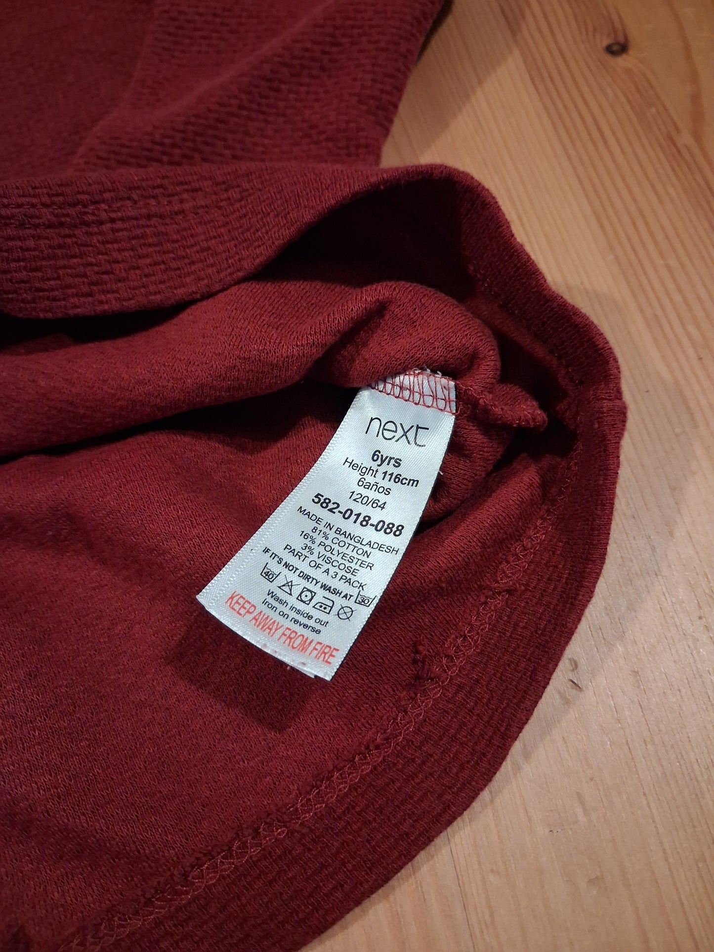 Dark Red Textured Long Sleeve Top - Boys 6 years - Next