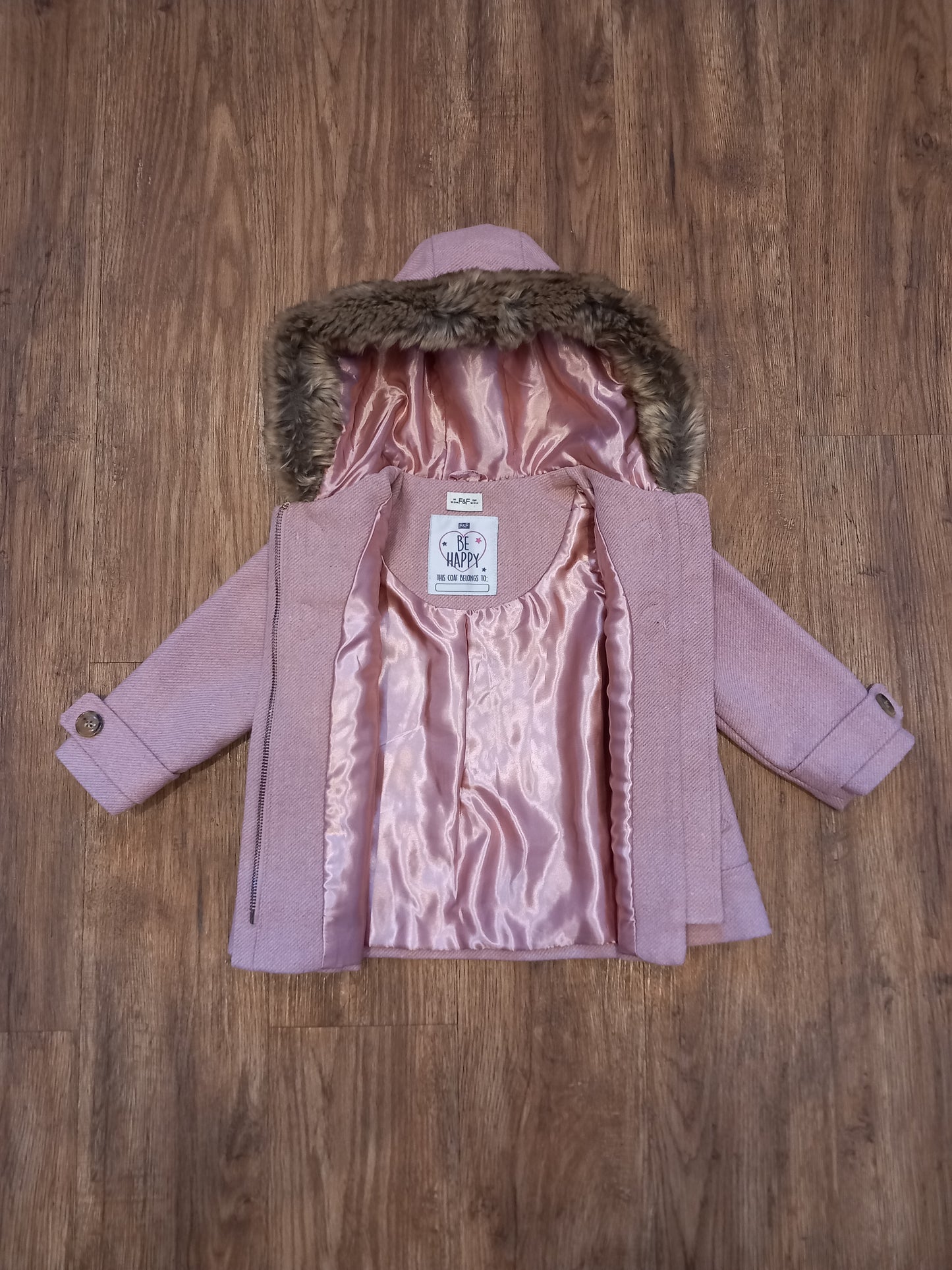 Duffle Style Coat With Furry Hood - Girls 18-24 months - F&F