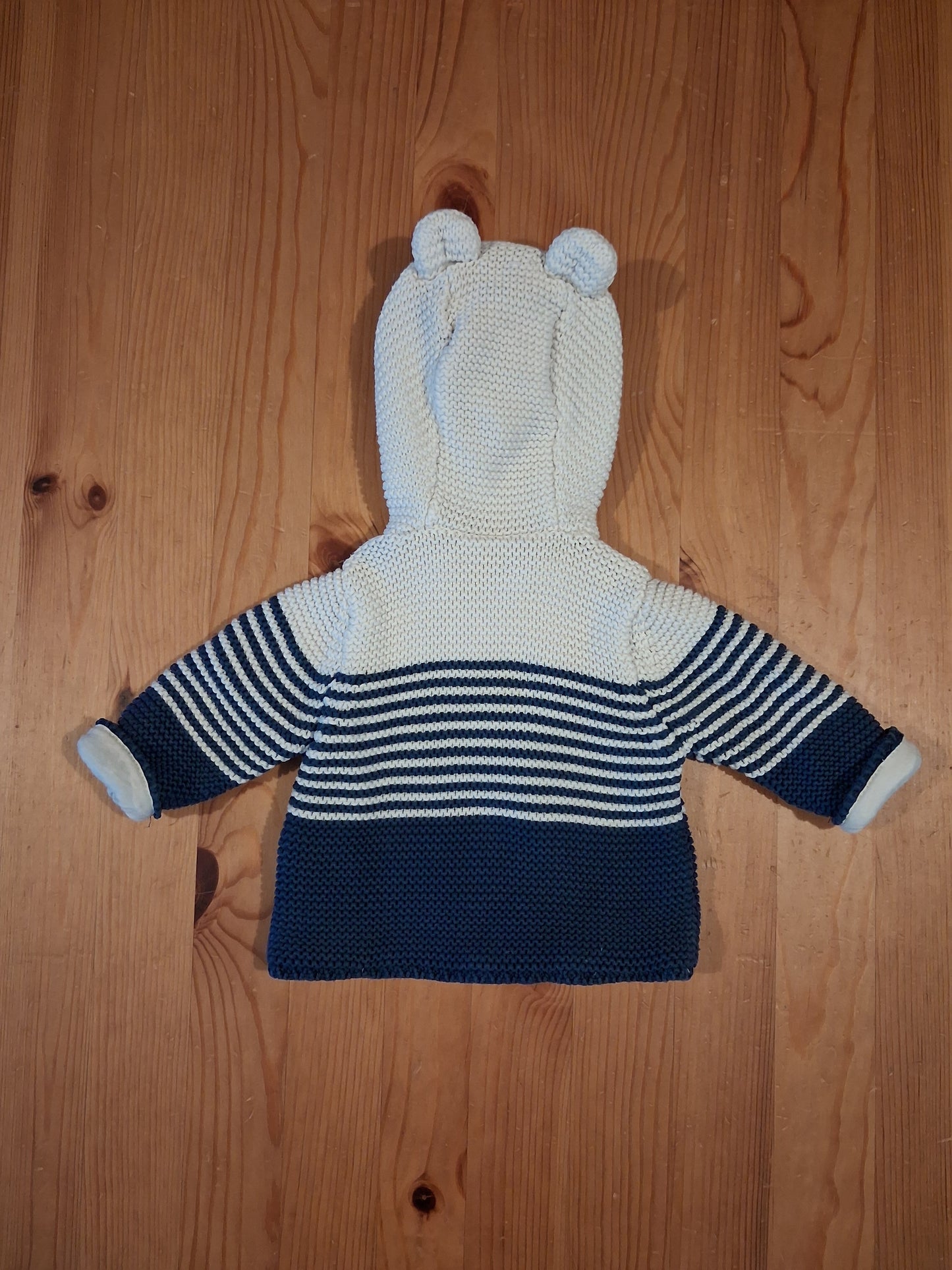 Navy Striped Cardigan With Ears - Boys up to 1 month - M&S