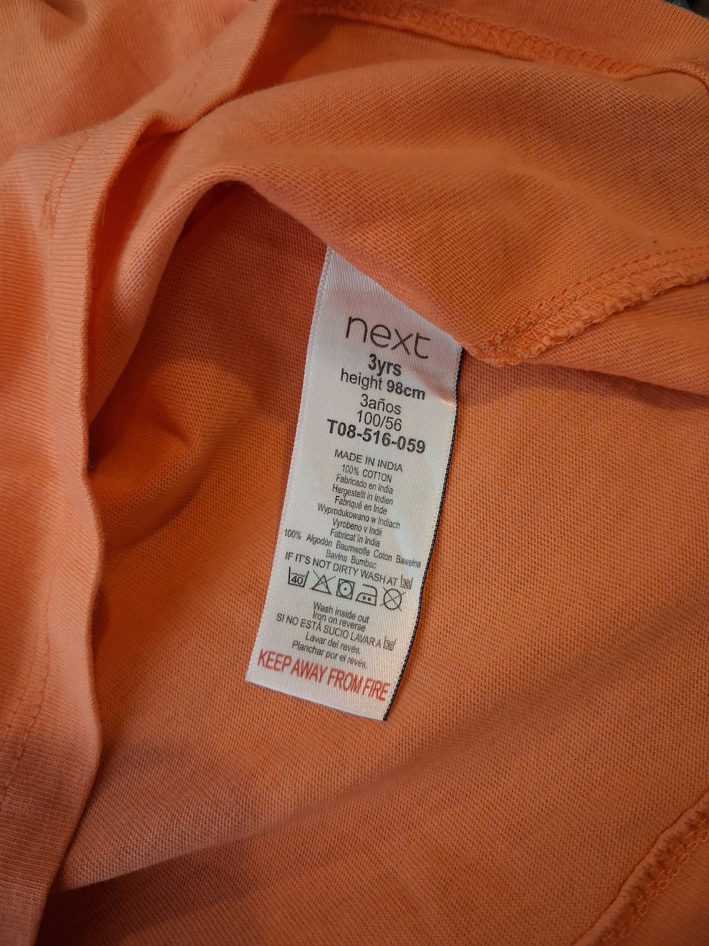 Peach T-Shirt With Feature Sleeves - Girls 3 years - Next