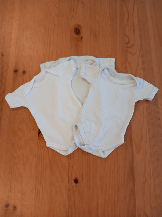3 x Short Sleeve White Bodysuits - Unisex 0-3 months - Brand Unknown