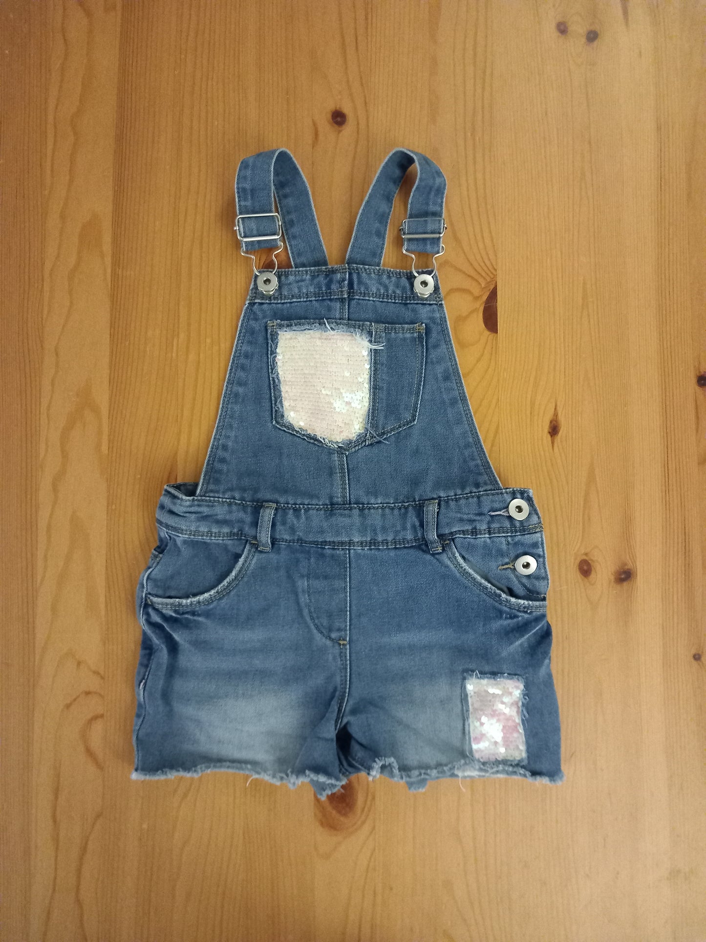 Sequined Distressed Look Shorts Dungarees - Girls 6 years - TU