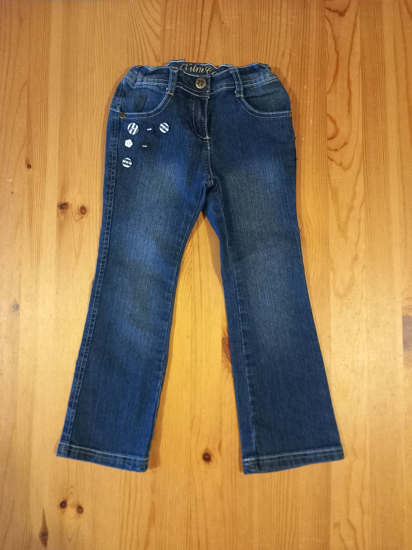 Button Detail Jeans With Adjustable Waistband - Girls 4-5 years - Primark