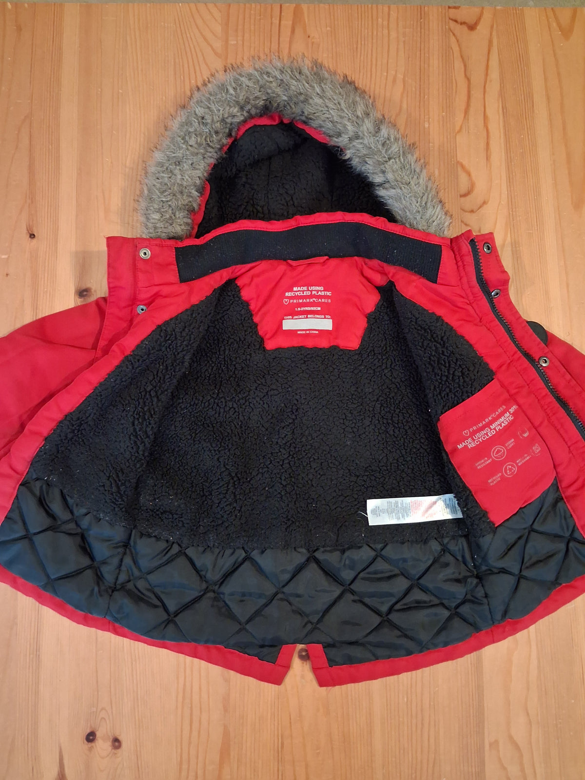 Red Winter Coat With Furry Hood - Boys 18-24 months - Primark