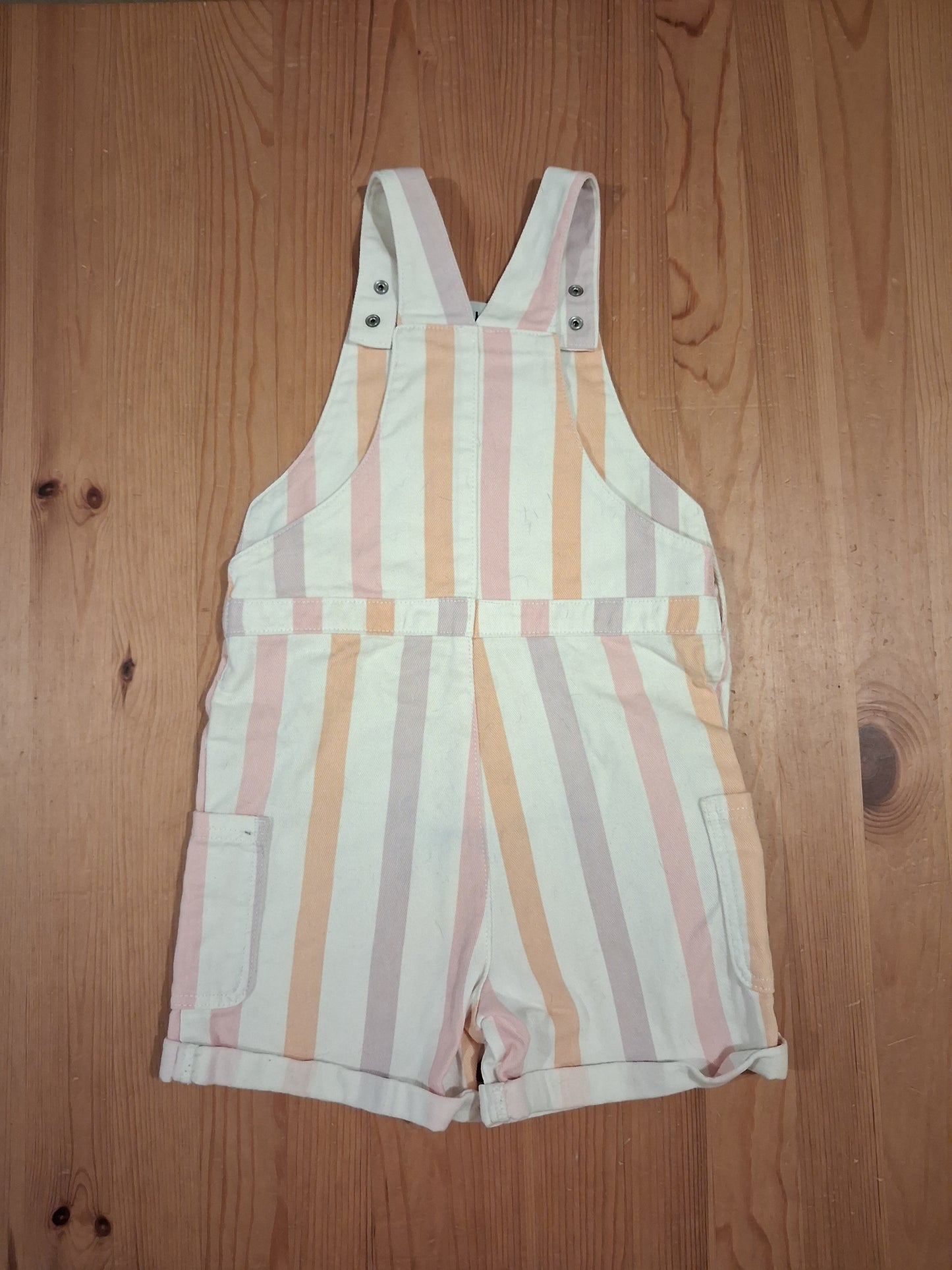 Striped Flower Denim Shorts Dungarees - Girls 6-7 years - TU