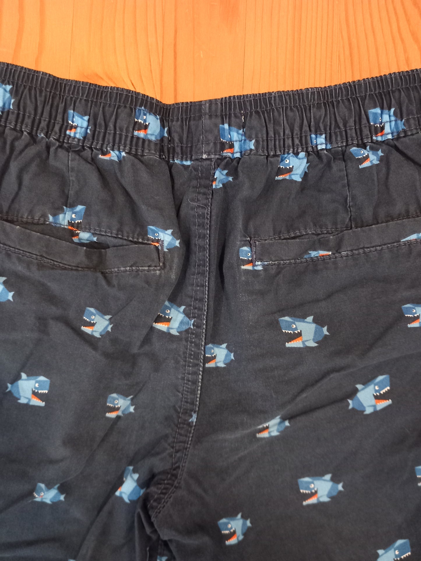 Navy Sharks Shorts With Elasticated Waistband - Boys 5-6 years - Bluezoo