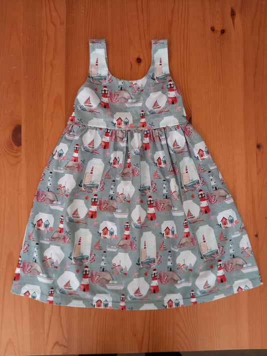 Handmade Sea/Lighthouses Print Dress - Girls 6-7 years - Little Gingers Clothing