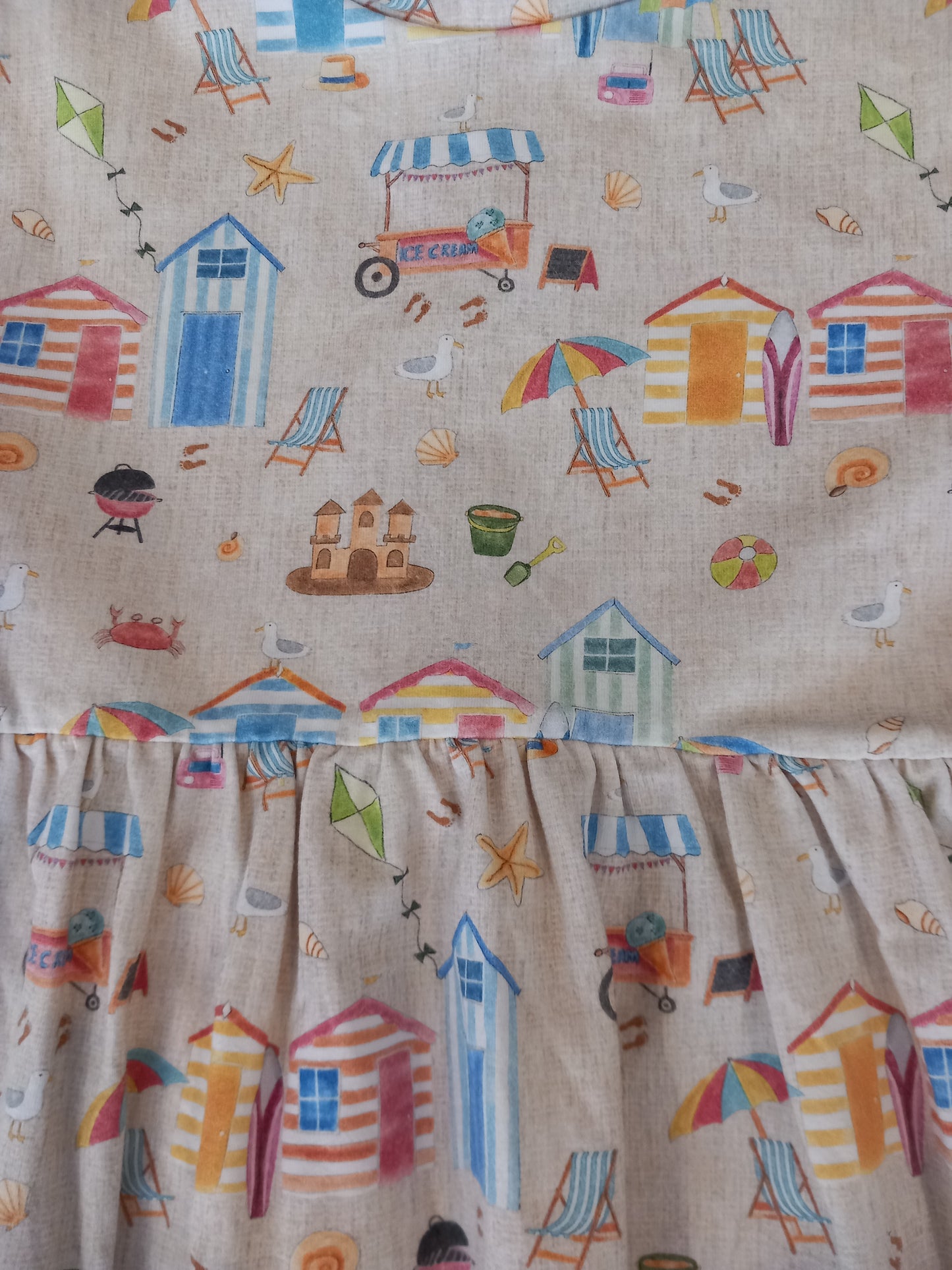 Handmade Seaside/Beach Print Dress - Girls 6-7 years - Minky & Max