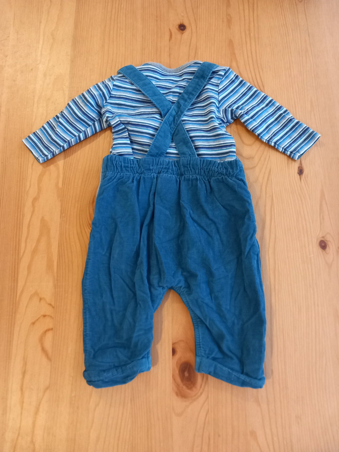 Corduroy Dungarees & Striped Bodysuit Set - Boys up to 3 months - Next