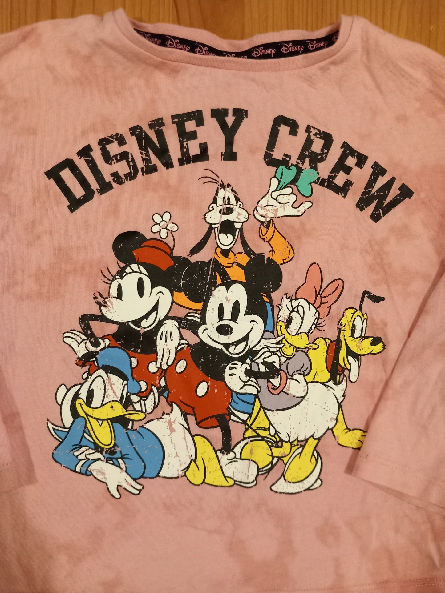 Pink 'Disney Crew' Distressed Look Long Sleeve Top - Girls 3-4 years - TU