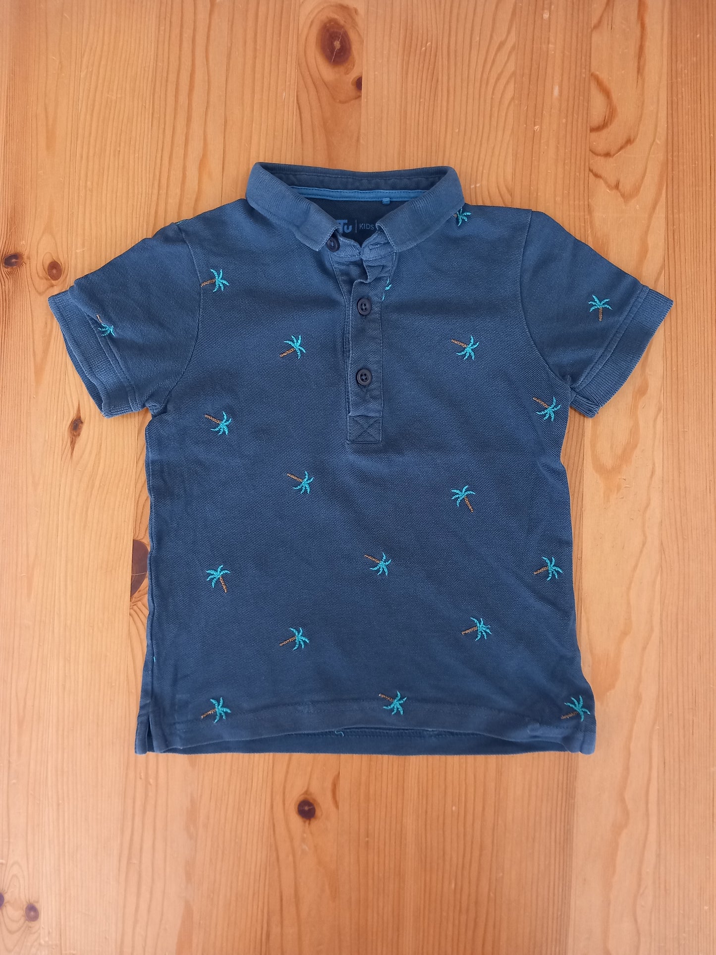 Navy Palm Trees Polo Shirt - Boys 2-3 years - TU
