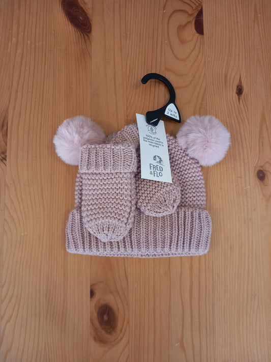 Pink Hat & Mittens Set (BNWT) - Girls up to 3 months - F&F
