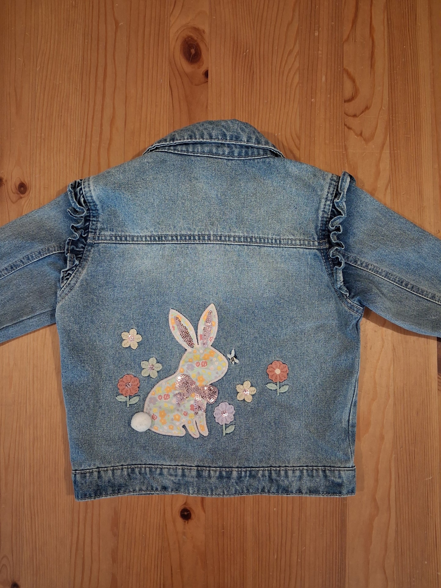 Distressed Look Denim Jacket With Pictures - Girls 6-7 years - TU