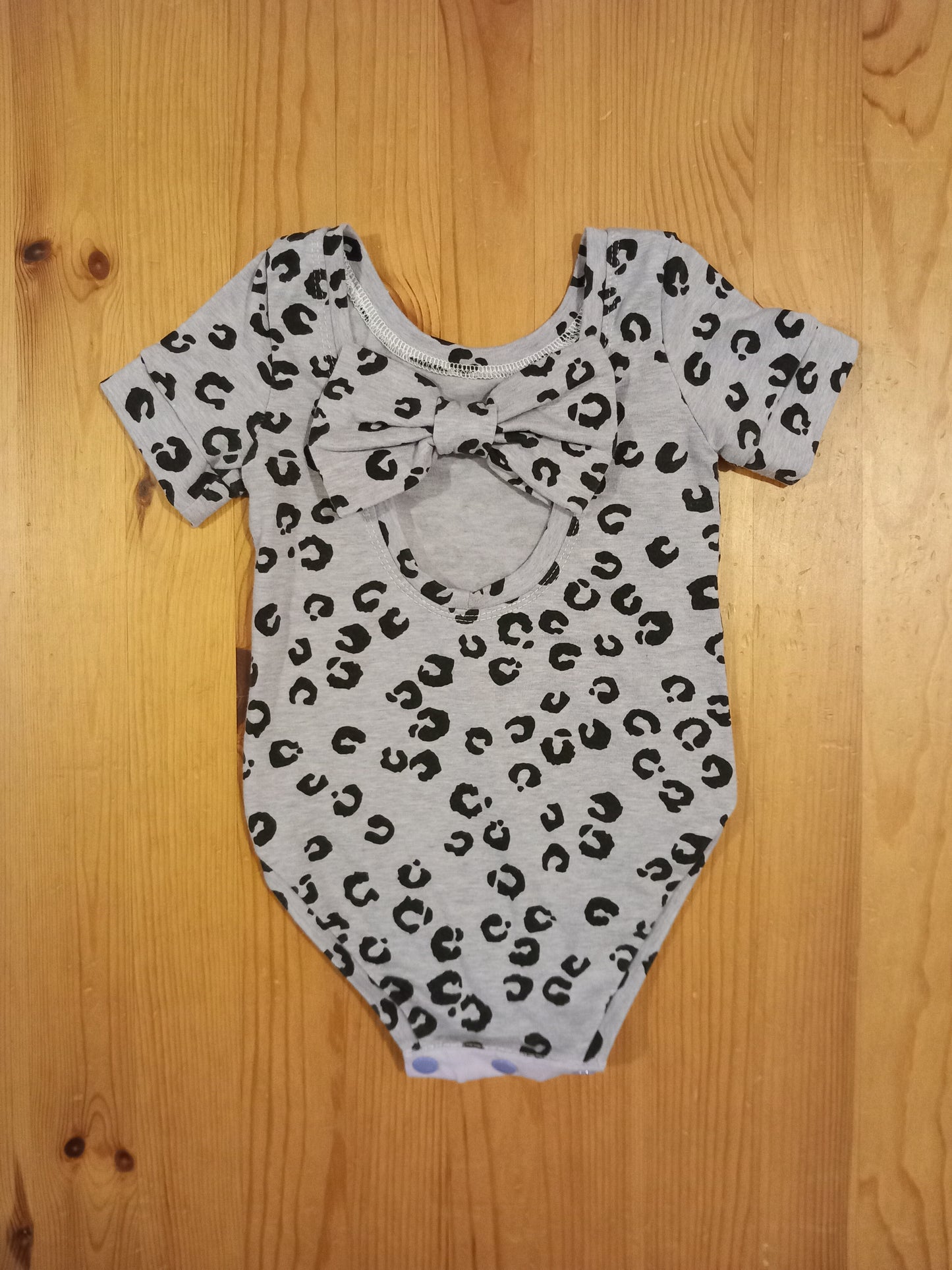 Handmade Lilac Animal Print Bow Back Bodysuit - Girls 2-3 years - Mini By Megan Turner