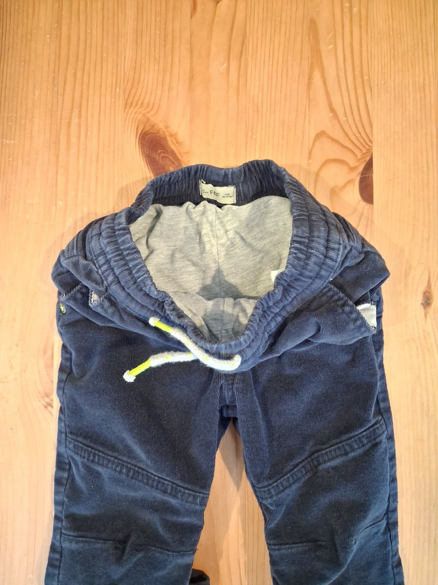 Navy Lined Fine Corduroy Trousers With Drawstring Elasticated Waistband - Boys 18-24 months - F&F