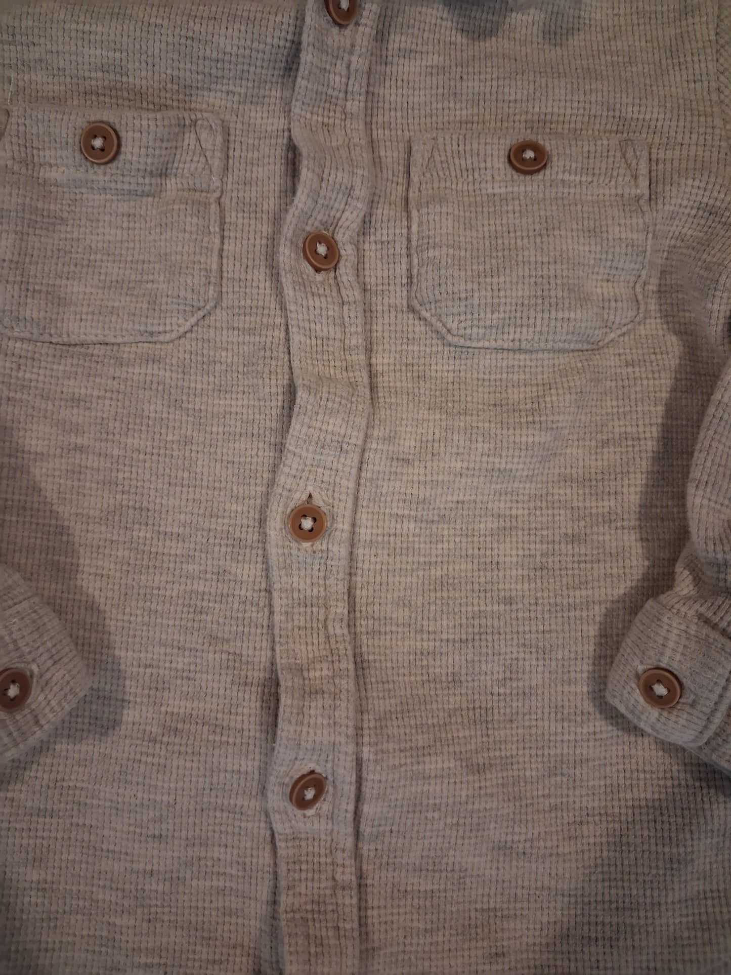 Cream/Light Grey Waffle Fabric Thicker Shirt - Boys 18-24 months - George