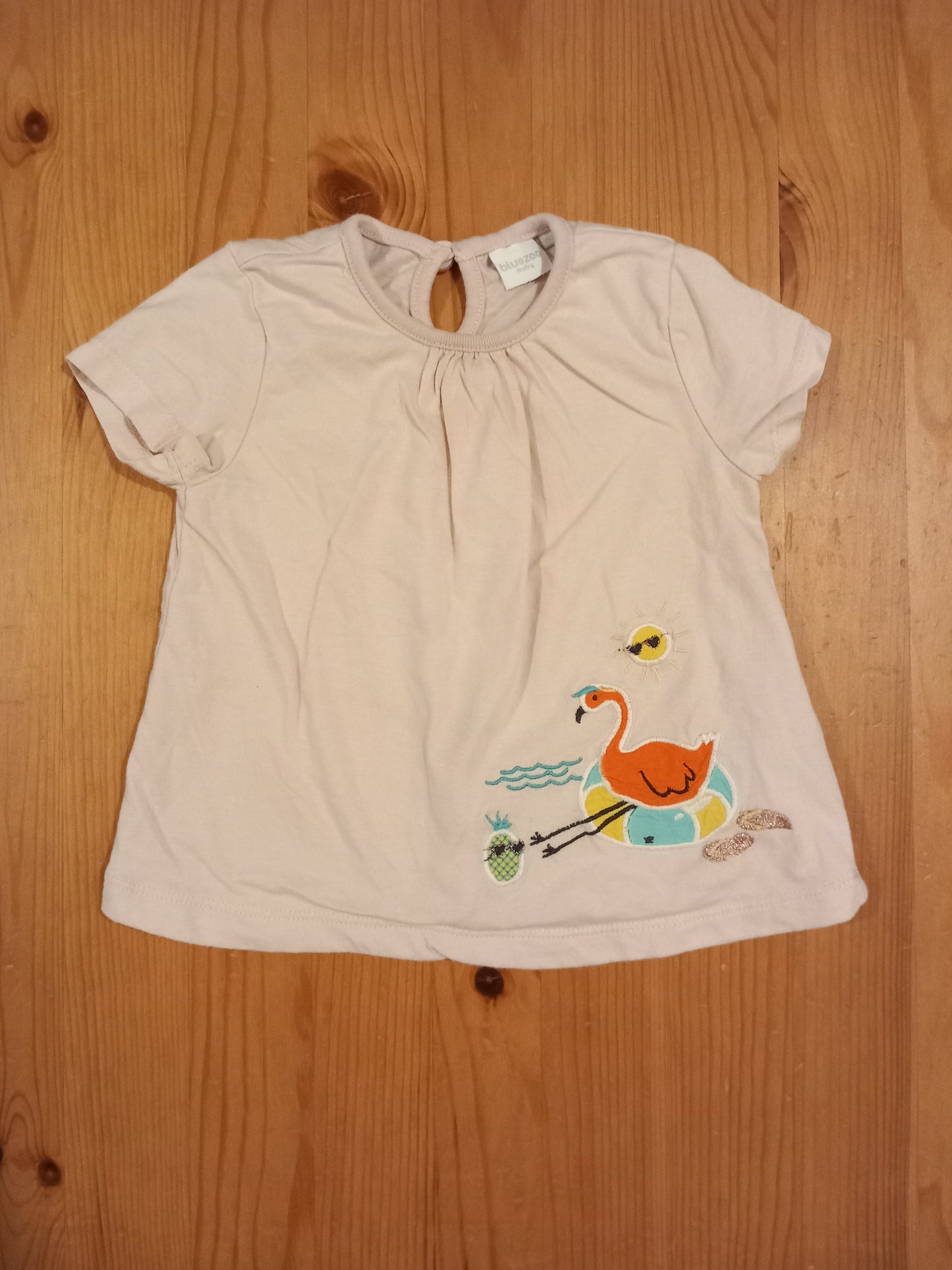 Light Pink Flamingo Short Sleeve Top - Girls 6-9 months - Bluezoo
