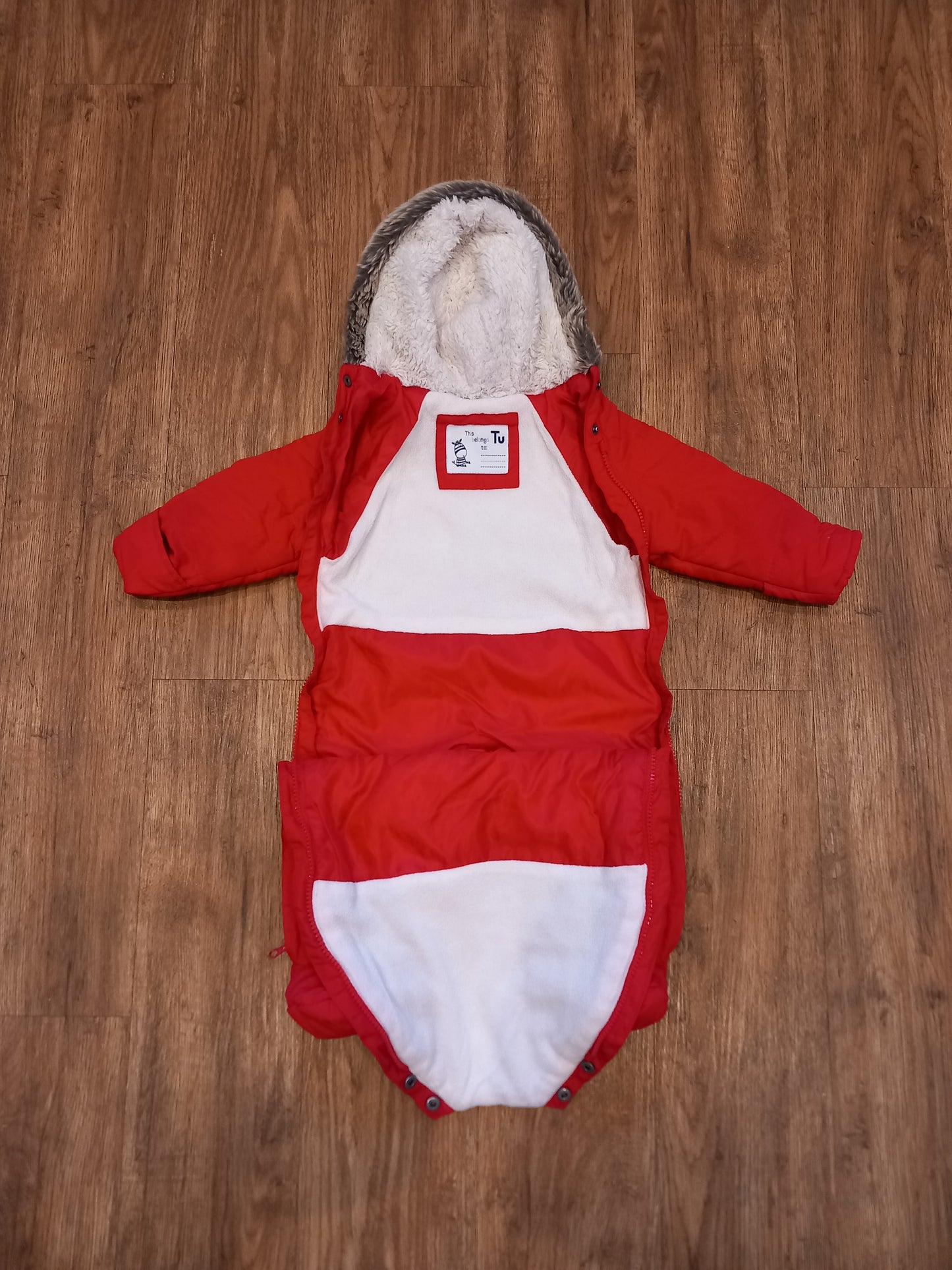Red Pramsuit With Foldover Cuffs - Unisex 3-6 months - TU