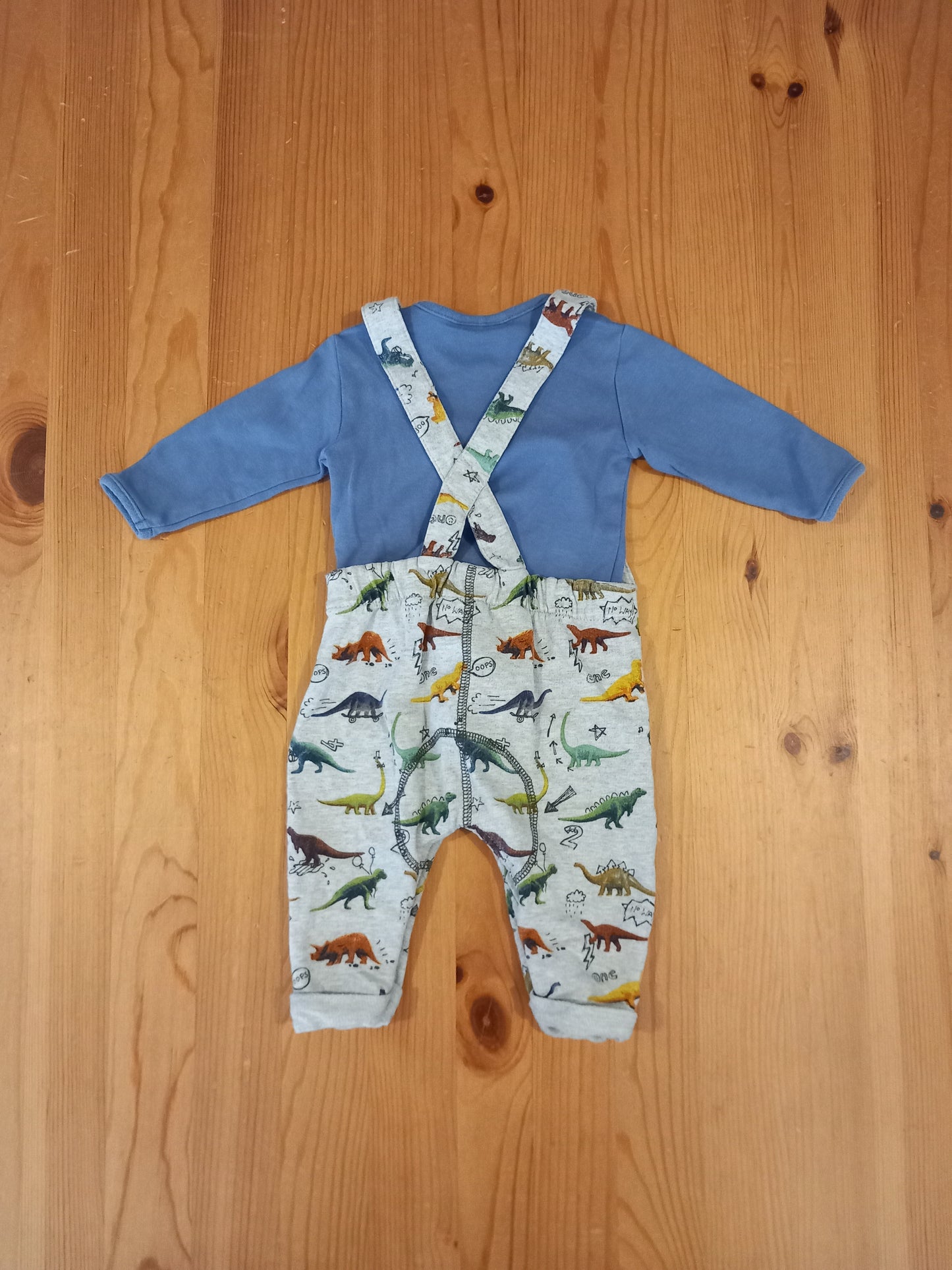 Dinosaurs Dungarees & Long Sleeve Bodysuit Set - Boys up to 3 months - Next