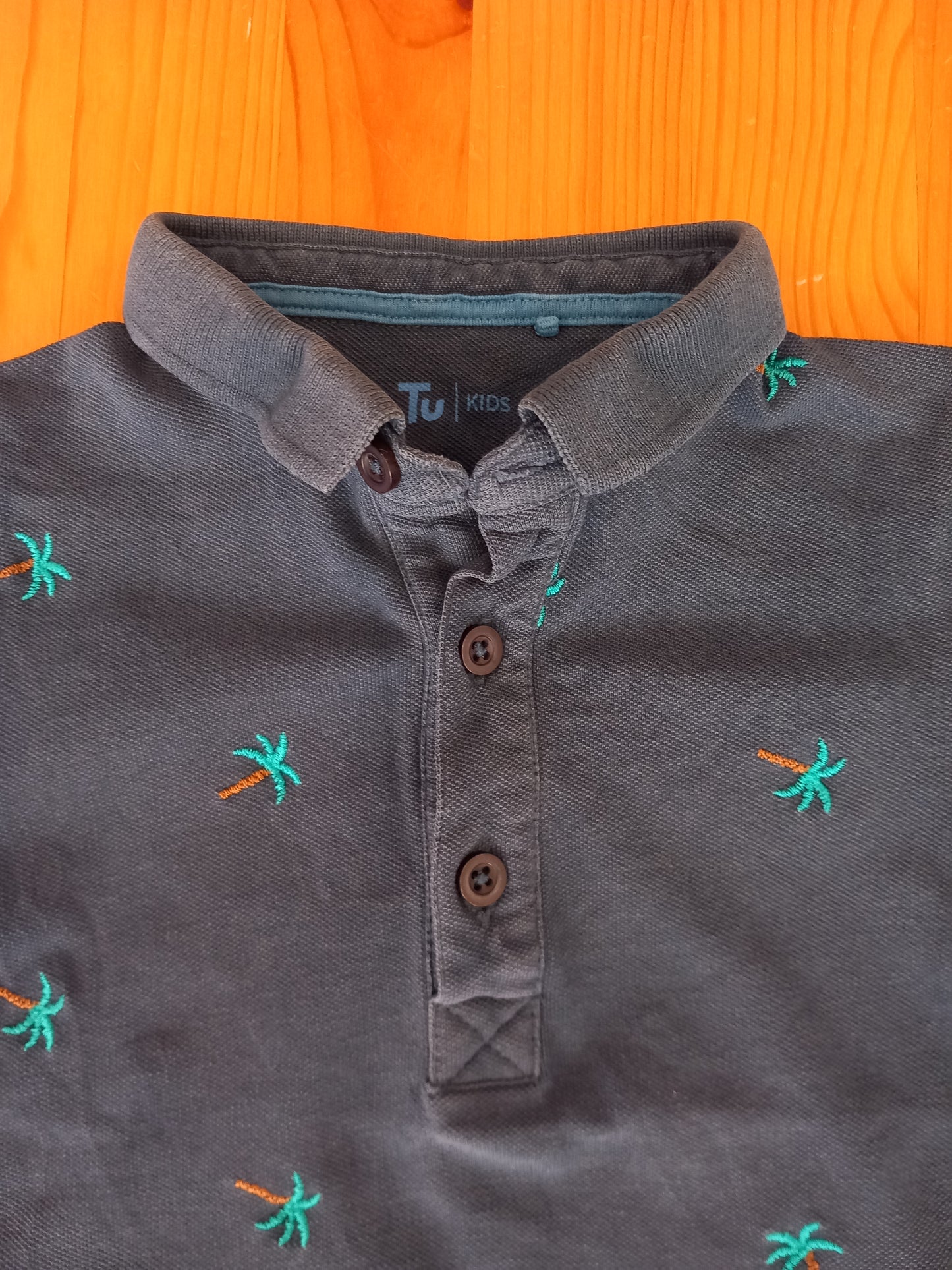 Navy Palm Trees Polo Shirt - Boys 2-3 years - TU