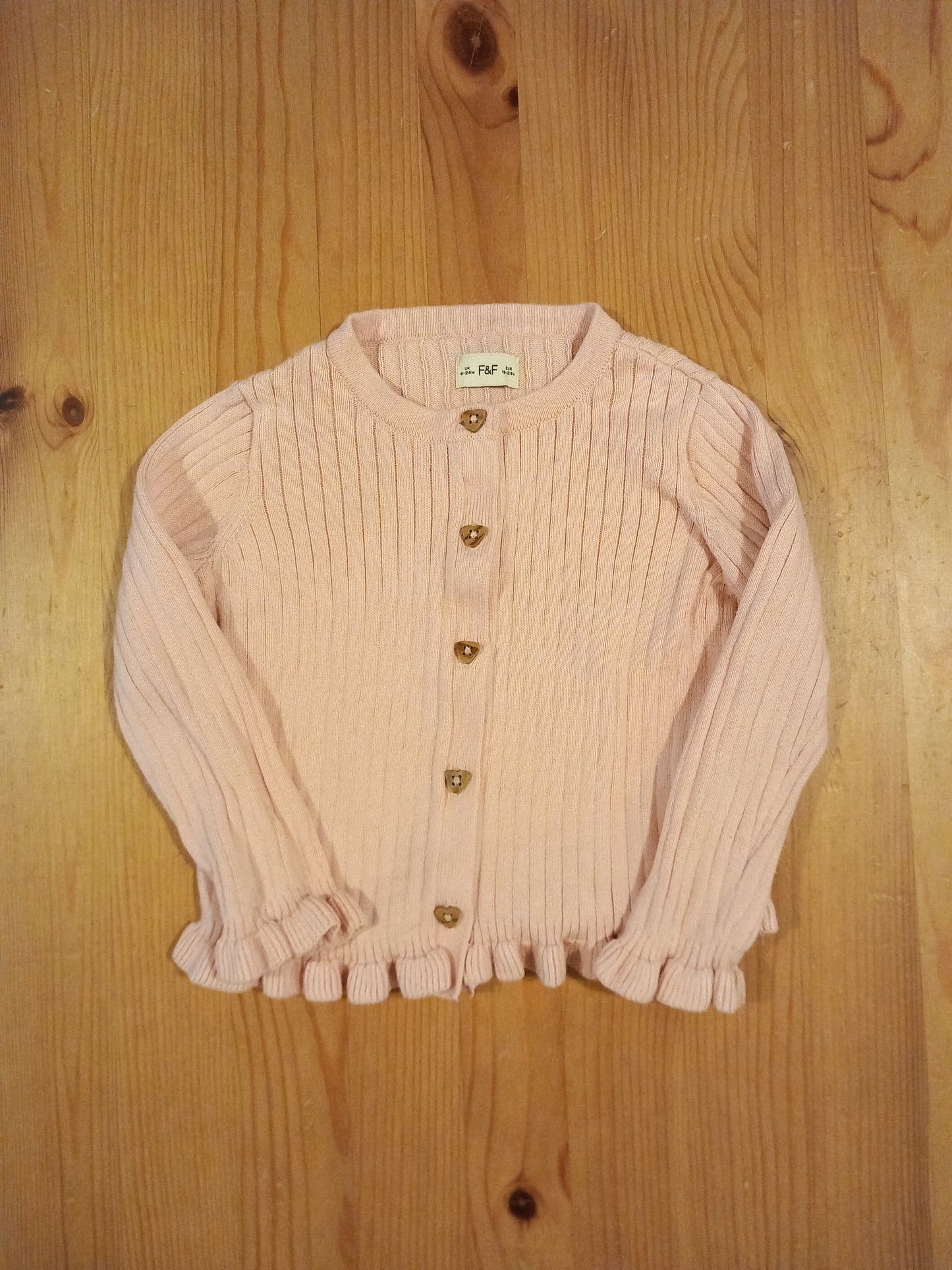 Pink Ribbed Cardigan - Girls 18-24 months - F&F