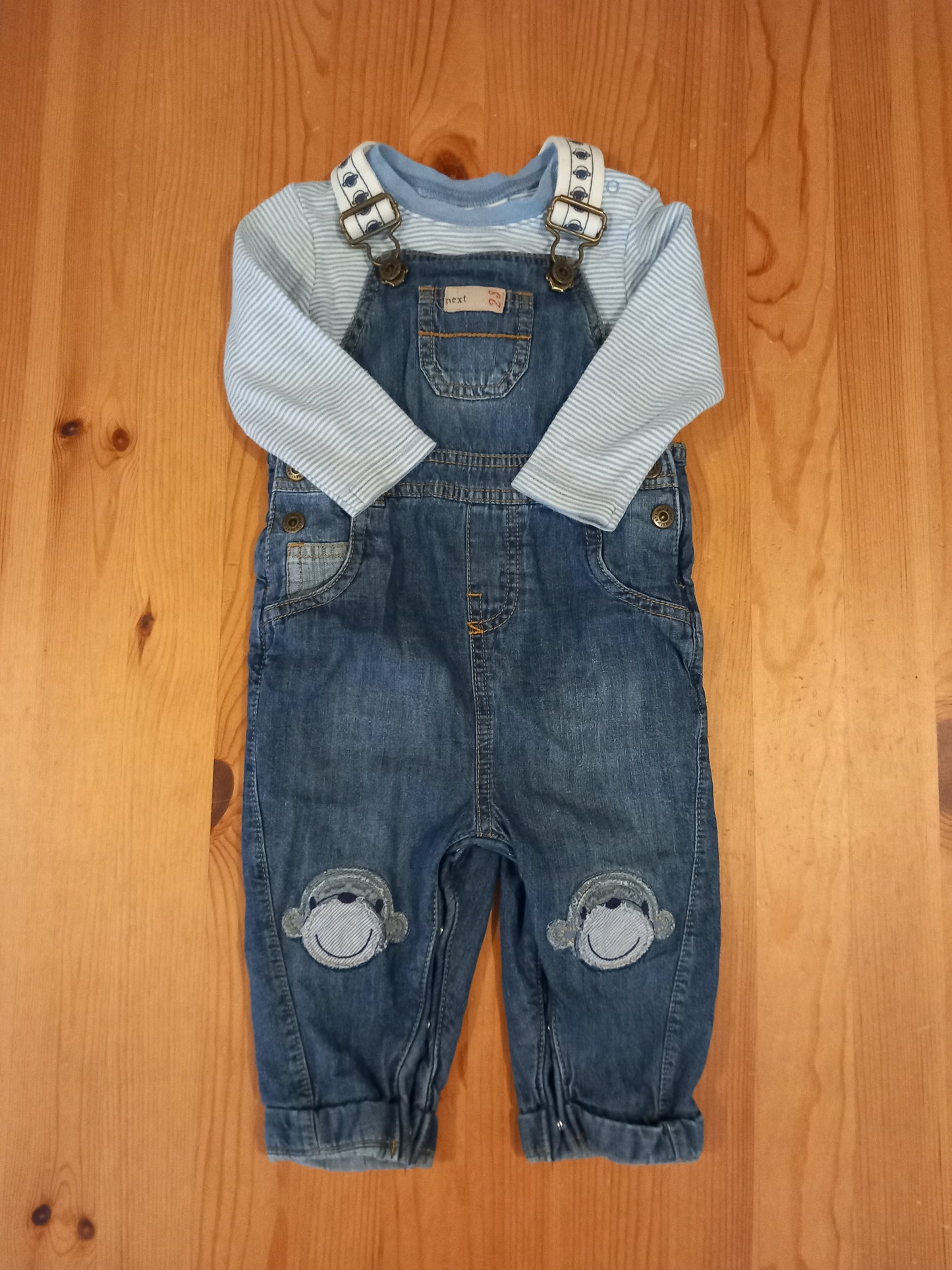 Distressed Look Denim Dungarees & Long Sleeve Bodysuit - Boys 9-12 months - Next