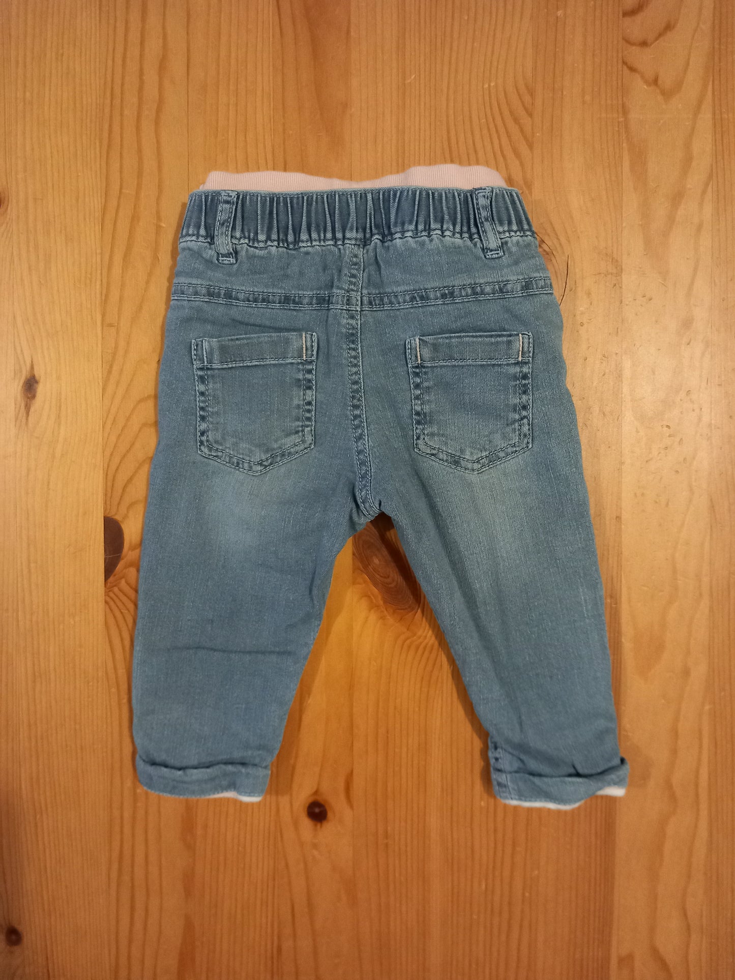 Lined Light Denim Jeans With Elasticated Waistband - Girls 6-9 months - M&S