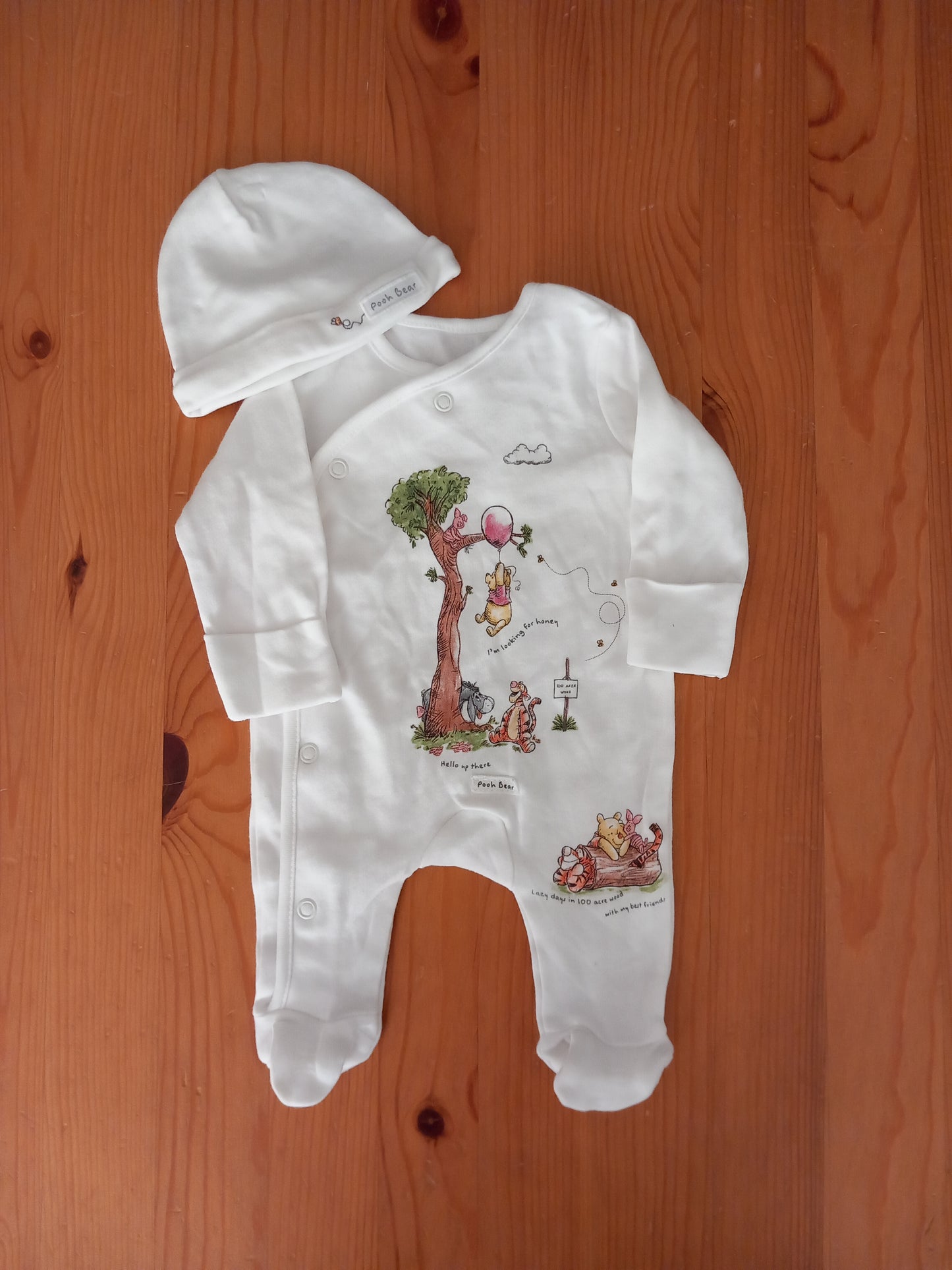 Winnie The Pooh Sleepsuit & Hat - Unisex Tiny Baby - George