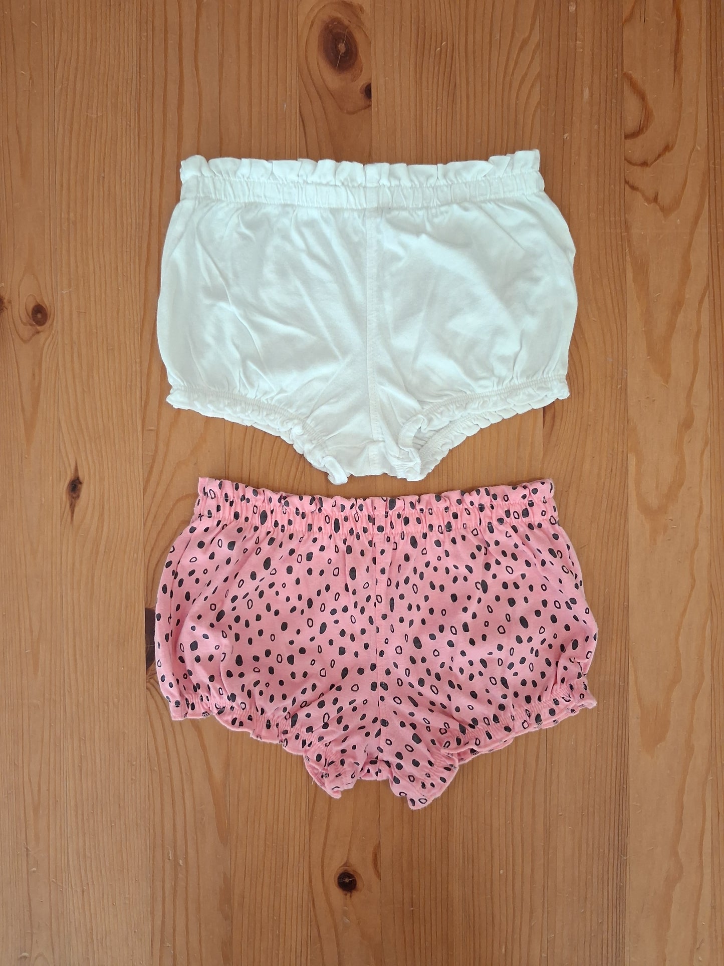 2 x Pairs Of Shorts ( Pink Patterned & White) - Girls 12-18 months - F&F