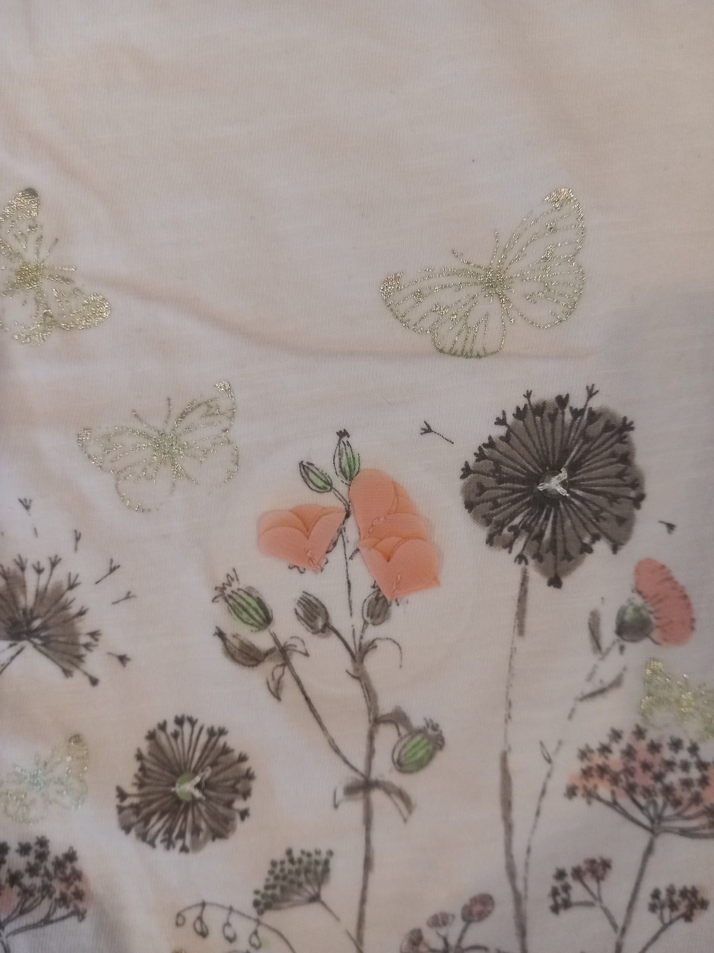 White Butterflies & Flowers Top - Girls 18-24 months - Mothercare