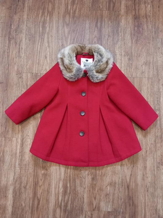 Red Formal Style Coat With Furry Collar - Girls 18-24 months - F&F