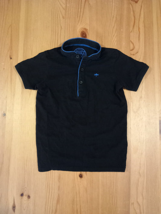 Black High Collar Polo Style T-Shirt - Boys 8 years - Matalan