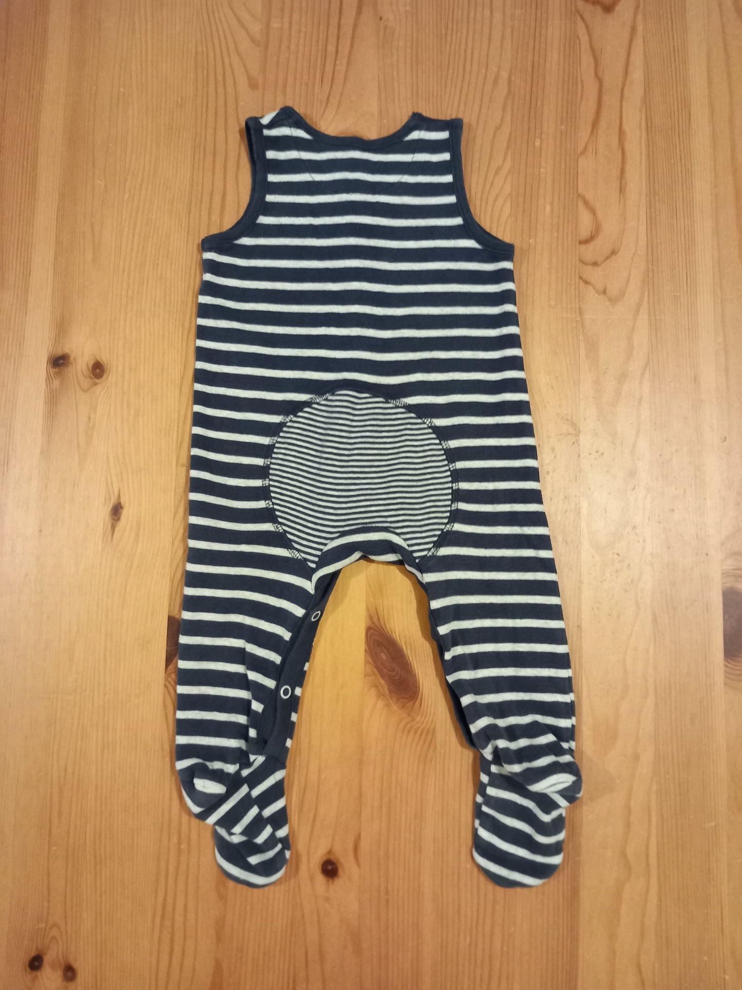 Striped Sleeveless Romper With Covered Feet - Boys 6-9 months - Mothercare