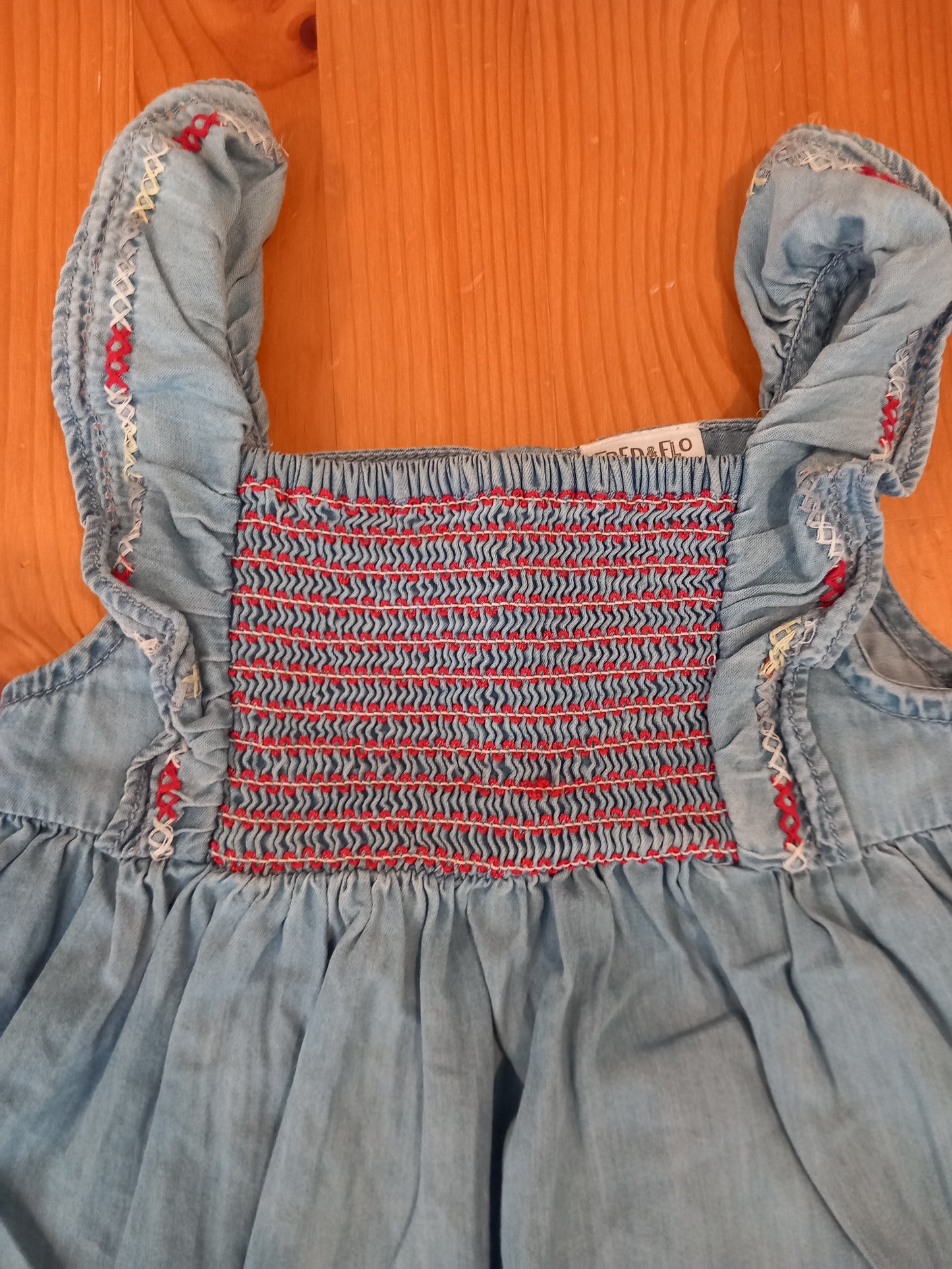 Embroidered Denim Look Dress - Girls 12-18 months - F&F
