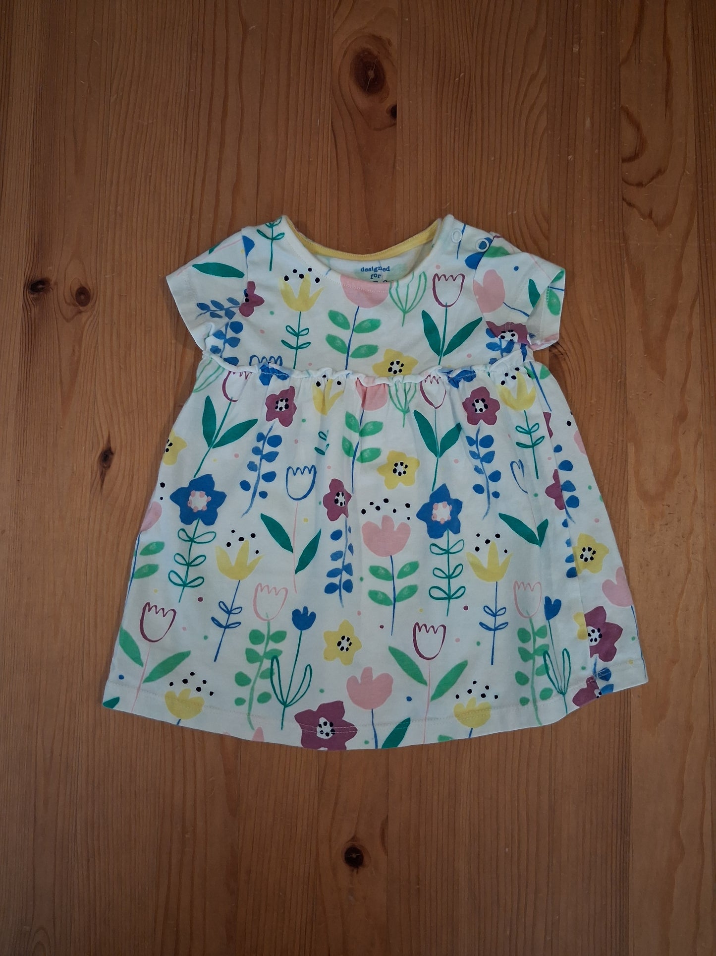 2 x Short Sleeve Dresses (Flowers & Birds) - Girls 3-6 months - F&F