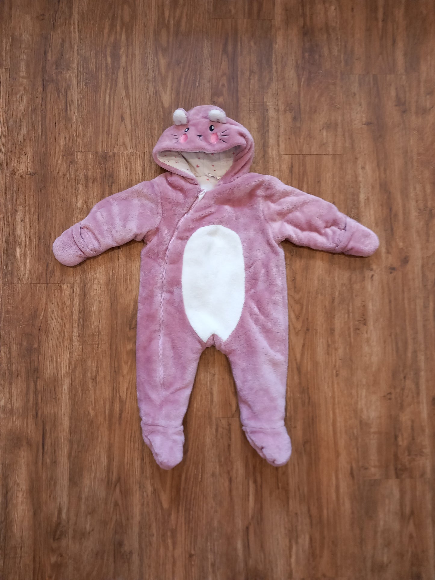 Pink Furry Animal Pramsuit - Girls 6-9 months - M&Co