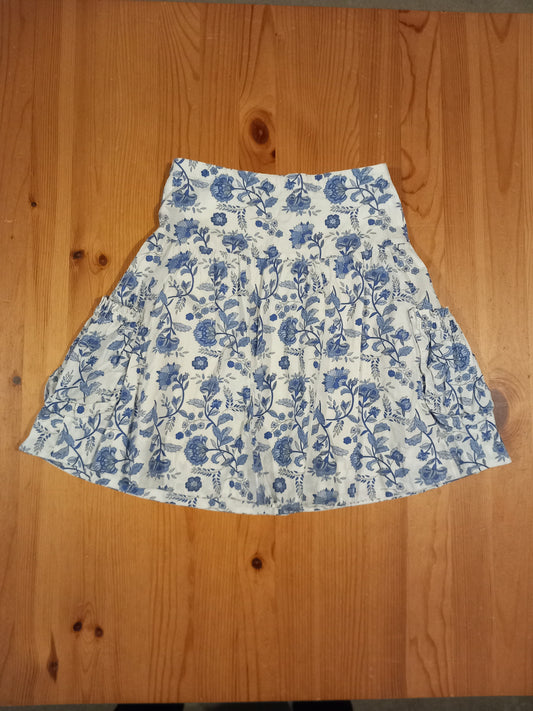 Blue Patterned Lined Skirt With Adjustable Waistband - Girls 5-6 years - George