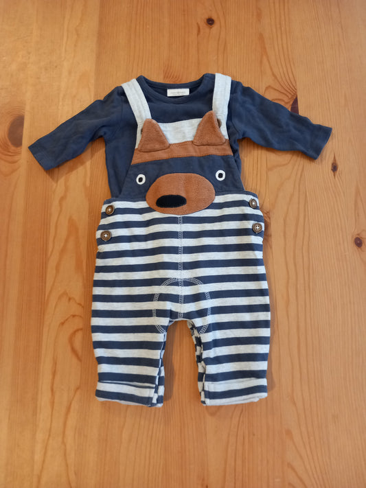 Dog Dungarees & Navy Bodysuit Set - Boys up to 3 months - Next