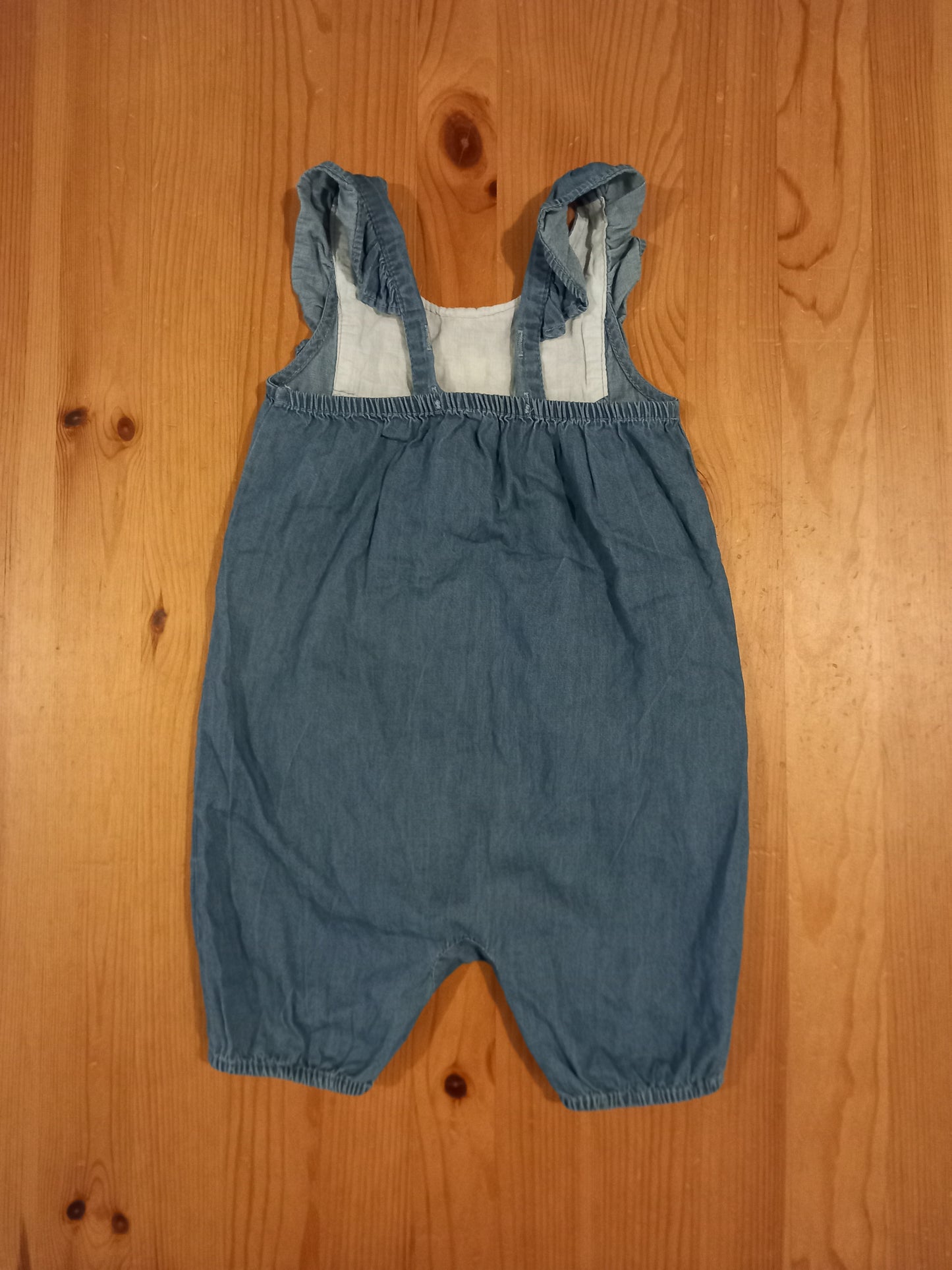 Lightweight Denim Look Floral Romper - Girls 12-18 months - Matalan