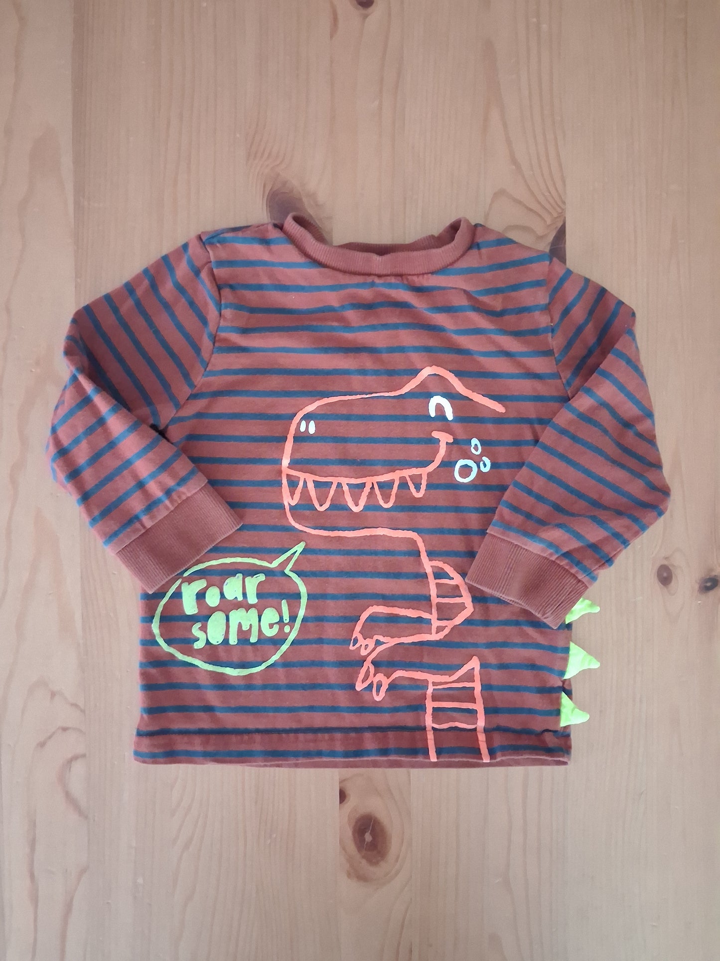 Striped 'Roarsome!' Dinosaur Long Sleeve Top - Boys 18-24 months - F&F