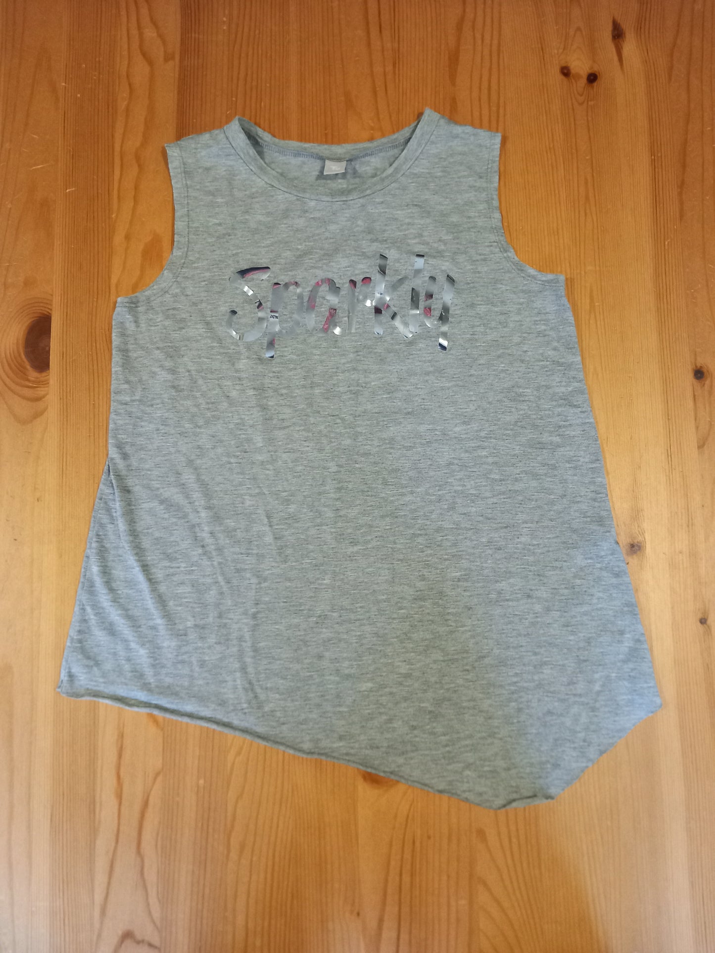Grey 'Sparkly' Oversized Sleeveless Top - Girls 13 years - TU