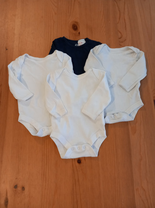 4 x Long Sleeve Bodysuits - Unisex 0-3 months - Mixed Brands